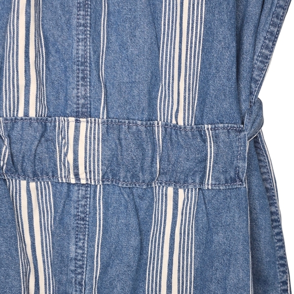 J Crew Denim Womens Striped Cotton Button Front Belted Jean Jacket Size XS - Picture 6 of 10